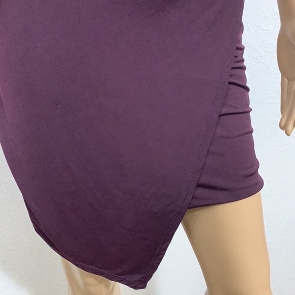 Charlotte Russe Plum Purple Fitted Asymmetrical Halter Mini Dress Size M - Picture 4 of 8